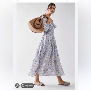 Free People Oasis Printed Midi Lavender Dress